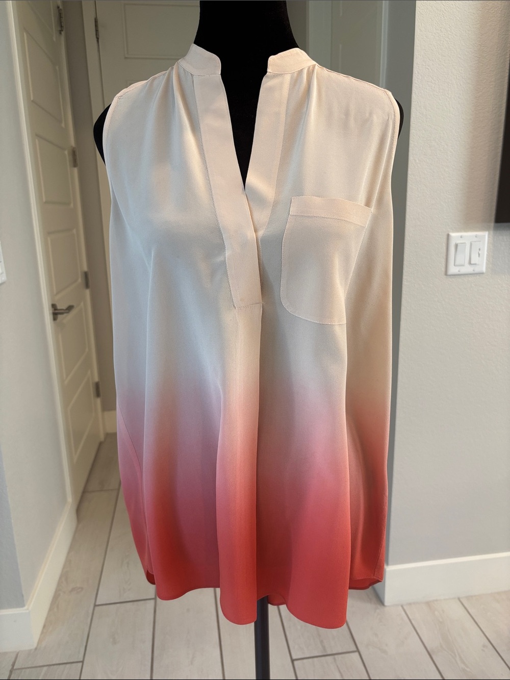 Rebecca Taylor Silk Ombre Shortsleeve Top in Peach to Orange Size 4